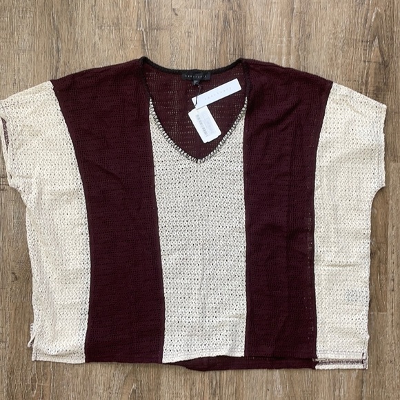 Sanctuary Womens V Neck Crochet Loose Traveler Top Brown Sm - Picture 3 of 6